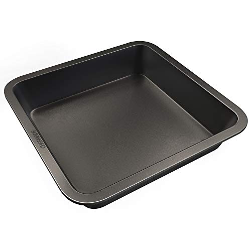 Product Cover CHEFMADE Square Cake Pans, 8-Inch Bakeware Non-Stick Carbon Steel Pan Deep Dish Oven Baking Mold, Baking Pans for Cakes, Bread, Pizza, Cookies FDA Approved