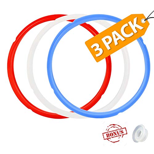 Product Cover 3 Pack Silicone Sealing Ring with Bonused Sealer - Instapot Silicone Seal Ring Replacement - Color Coded with 3 Different Colors - Easy Clean Perfect Accessory for 3 qt Instant Pot (6,8 Qt avalible)