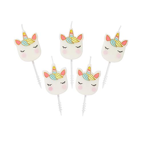 Product Cover Talking Tables Shaped Candles 5Pk, Unicorn Party Supplies Birthdays, Baby, Bridal Shower, Wedding Decorations, One, Multicolor