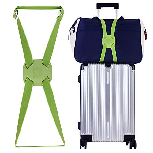 Product Cover Luggage Straps Bag Bungees for Add a Bag Easy to Travel Suitcase Elastic Strap Belt (Green)