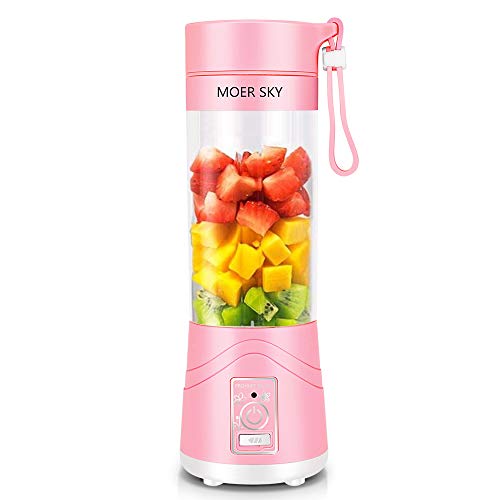 Product Cover Portable Blender, Personal Smoothie Mini Juicer Cup, 380ml Fruit Mixing Machine, USB Rechargeable Juicer Cup, Detachable, Office/Sports/Trip(Pink)