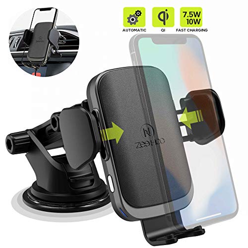 Product Cover ZeeHoo Wireless Car Charger Mount with USB-C, 10W 7.5W Auto-Clamp Fast Wireless Charger Air Vent Phone Holder Compatible iPhone 11,11 Pro,11 Pro Max,XS Max,XS,XR,X, Galaxy S10 S9 S8,Note 10 Note 9