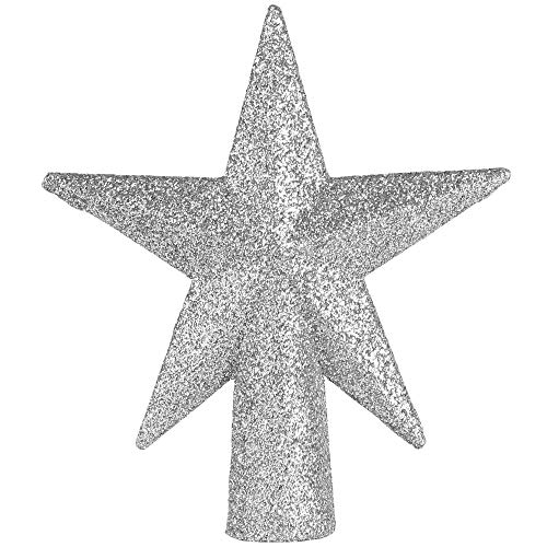 Product Cover Ornativity Glitter Star Tree Topper - Christmas Mini Silver Decorative Holiday Bethlehem Star Ornament