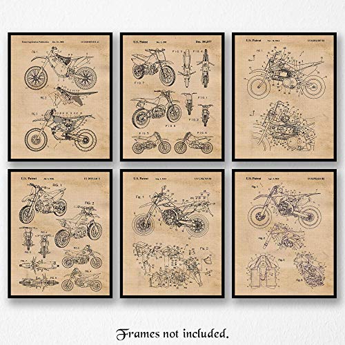 Product Cover Vintage Honda, Yamaha, Kawasaki, KTM Motocross Dirt Bikes Poster Prints, Set of 6 (8x10) Unframed Photos, Wall Art Decor Gifts Under 20 for Home, Office, Garage, Man Cave, College Student, X Games