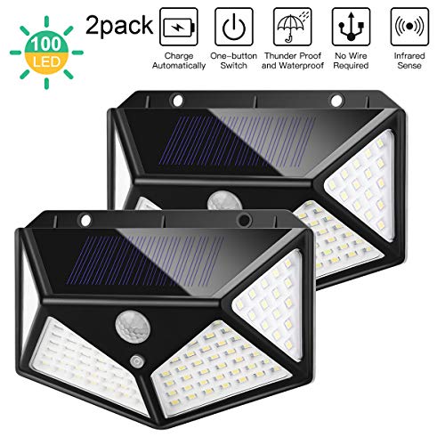 Product Cover Led Solar Lights Outdoor - Solar Motion Sensor Light Outdoor - Led Flood Light - Wireless Waterproof Security with 270° Wide Angle Solar Lights - 2 Pack