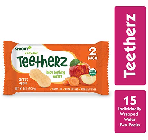 Product Cover Sprout Organic Teetherz Baby Teething Wafers, Carrot Apple, Box of 30