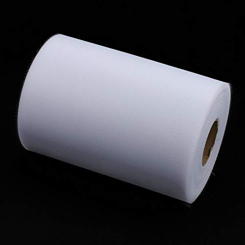 Product Cover White Tulle Spool 6 Inch x 100 Yards White Tulle Fabric Rolls Wedding Tulle for Gift Bow Craft Tutu Skirt Wedding Party Decorations