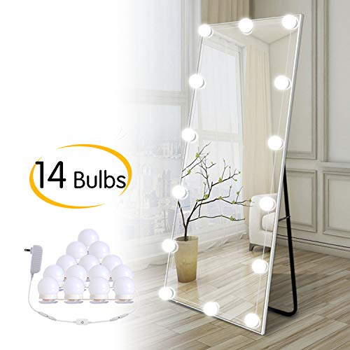Product Cover Hollywood DIY LED Vanity Lights Strip Kit with 14 Dimmable Light Bulbs for Dressing Mirror & Makeup Table Mirror, Plug in Vanity Mirror Lights with Power Supply, White (No Mirror Included)