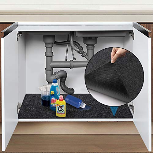 Product Cover MDrebel Under Sink Mat, 24x36 PVC Layer Waterproof Kitchen Cabinet Liner, Super Absorbent Cabinet Mat and Non Slip Bottom