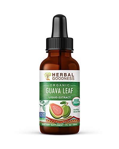 Product Cover Guava Leaf Extract Juice - Carb Blocker | Fat Burner | Healthy Blood Sugar | Hair Re-Growth - Skin & Nails- Organic, Kosher, 100% Pure - Energy Boost | Digestion & Immunity - 1 oz bottle - made in USA