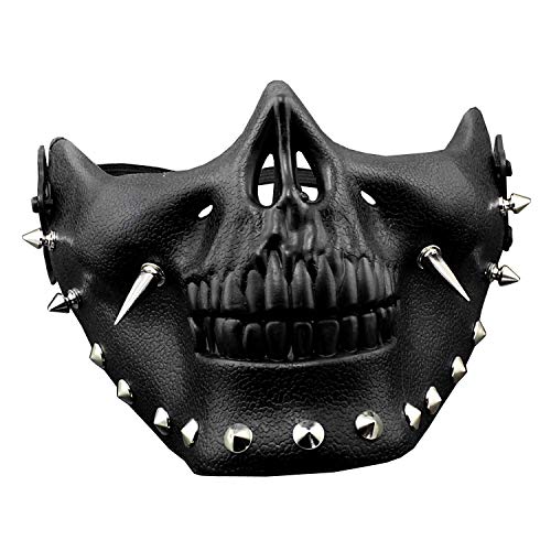 Product Cover Steampunk Mask Men Masquerade Skeletal Spike Half Face Skull Mask Costume Cosplay