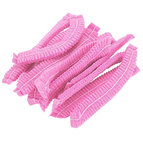 Product Cover 100 Pack 21ïŒÂ€Šdisposable Nonwoven Bouffant Caps Hair Net For Hospital Salon Spa Catering And Dust-Free Workspace (Pink)