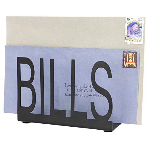 Product Cover MyGift Black Metal Mail Holder with Bills Cutout Design