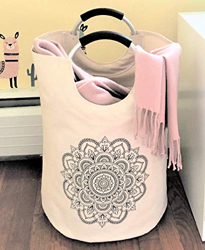 Product Cover Popself. Laundry Hamper Collapsible Laundry Basket Foldable Kids Hamper Clothes Laundry Tote Folding Canvas Laundry Bag - Teen Girl Gifts for Women College Dorm Room Essentials for Girls (Mandala)