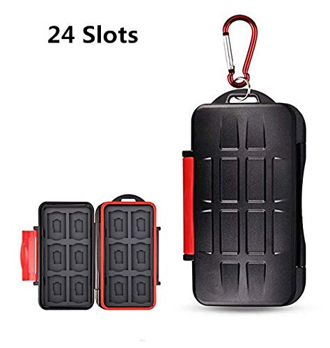 Product Cover UPZHIJI SD Card Holder,Professional Water-Resistant Anti-Shock Holder Storage SD SDHC SDXC TF Memory Card Case Protector Cover with Carabiner for 12SD Cards & 12 Micro SD Cards