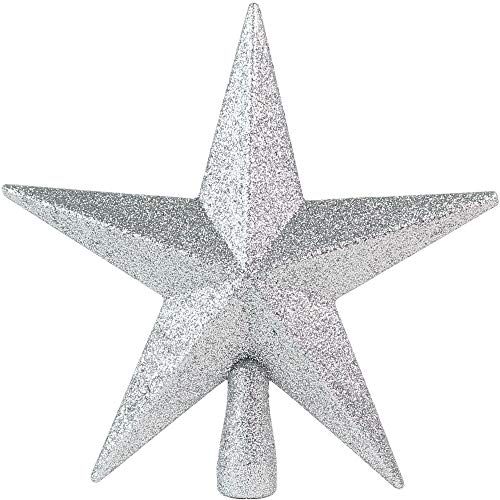 Product Cover Ornativity Glitter Star Tree Topper - Christmas Silver Decorative Holiday Bethlehem Star Ornament
