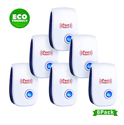 Product Cover WJ Zone 2019 New Ultrasonic Pest Repeller, ECO-Friendly Electronic Pest Control Plug in, Pack of 6 Portable Indoor Pest Defender, Pest Reject for Mosquito, Rodent，Anti, Cockroach, Mosquito, Bug