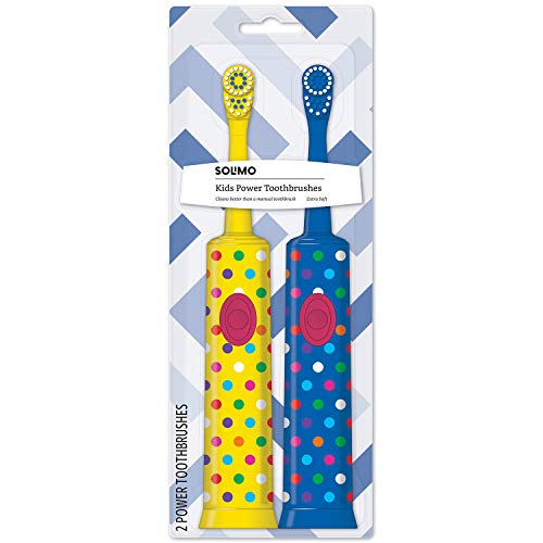 Product Cover Amazon Brand - Solimo Kids Battery Powered Toothbrush, 2 Count