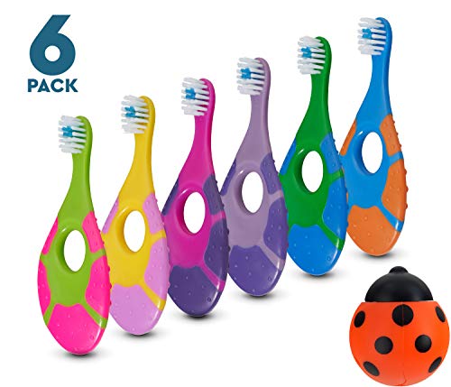 Product Cover 6 Pack - Baby Toothbrush, 0-2 Years, Soft Bristles, BPA Free | Toddler Toothbrush, Infant Toothbrush, Training Toothbrush, Includes Free Toothbrush Holder