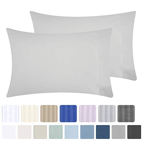 Product Cover California Design Den Light-Grey Soft Pillow Case Set - 100% Natural Cotton 500 Thread Count Standard Size Luxury Pillowcases, 2 Piece Solid Sateen Weave Comfortable Pillow Cover