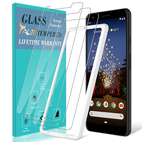 Product Cover TAURI [3-Pack] Screen Protector for Google Pixel 3a, [Bubble Free] [with Easy Install Alignment Frame] Multiple Defense Technology Tempered Glass