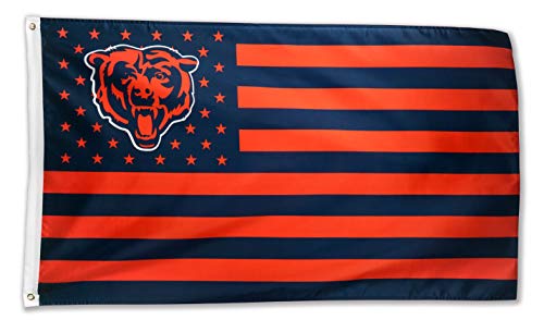 Product Cover WHGJ Chicago Bear NFL 3x5 FT Flag Large Funny Bears Stars and Stripes Indoor/Outdoor Sports Banner