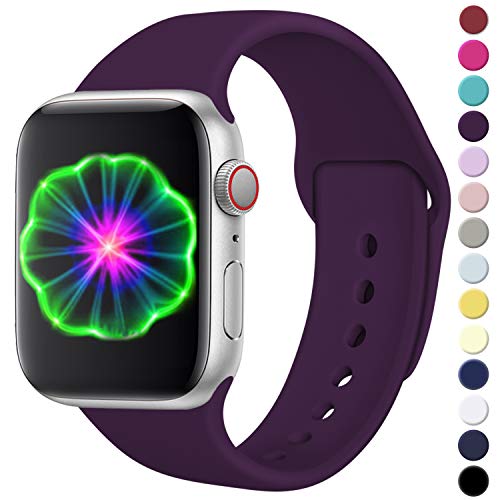 Product Cover Laffav Compatible with Apple Watch Band 40mm 38mm, for Women Men, Silicone Sport Replacement Band Compatible with Apple Watch Series 4/3/2/1, Small/Medium, Plum Sarah