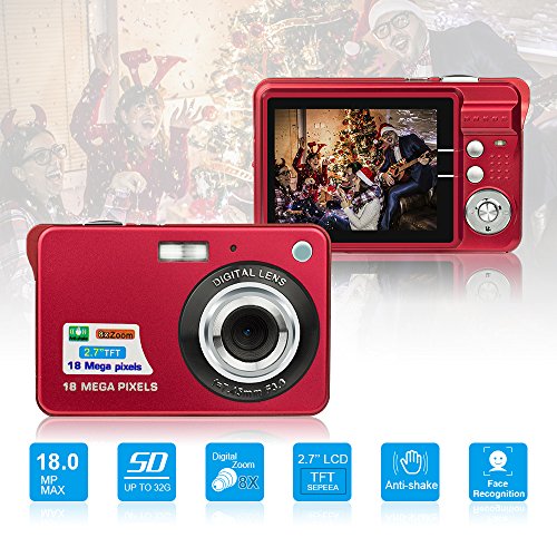 Product Cover HD Mini Digital Cameras,Point and Shoot Digital Cameras for Kids Teenagers Beginners-Travel,Camping,Outdoors,School (Red 1)