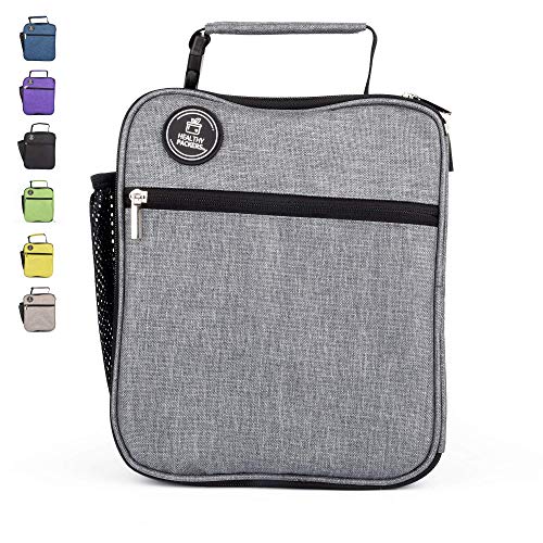 Product Cover Insulated Lunch Box for Adults and Kids - Professional Work Lunch Bag for Men and Women - Spacious and Heavy Duty School Lunchbox for Boys and Girls (Dark Grey)