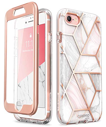 Product Cover i-Blason Cosmo Case for iPhone 8/ iPhone 7 4.7 inch, [Built-in Screen Protector] Protective Bumper Case for iPhone 8 (2017) / iPhone 7 (2016) (Marble)