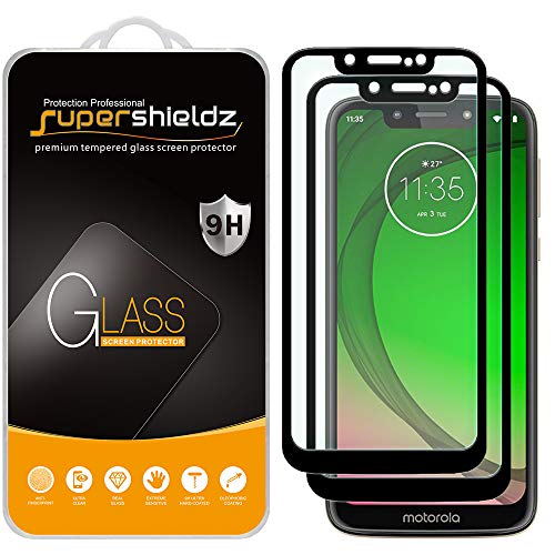 Product Cover (2 Pack) Supershieldz for Motorola (Moto G7 Play) Tempered Glass Screen Protector, (Full Screen Coverage) Anti Scratch, Bubble Free (Black)