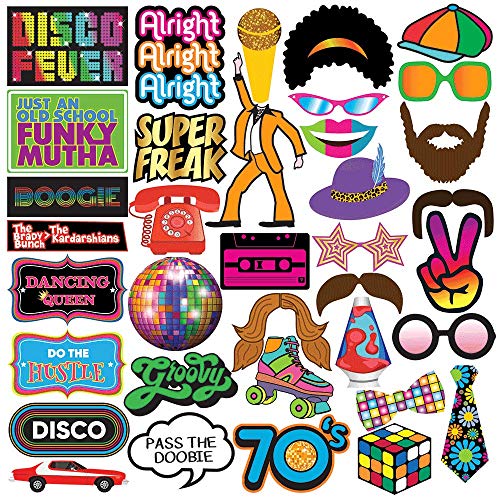 Product Cover Disco Photo Prop Pack - 1970s Retro Party Decorations, Supplies and Gifts