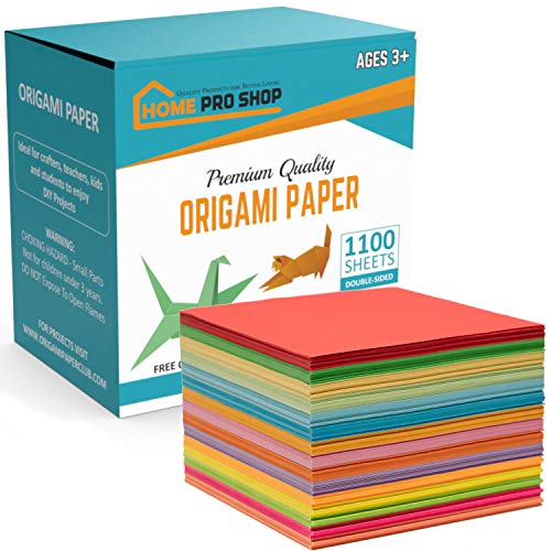 Product Cover Origami Paper - 1100 Sheets Oragami Set for Kids Double Sided Origami Squares in Vivid Colors 6 Inch Easy Fold Origami Papers for Arts & Crafts - Quality Paper Origami Sheets Available in 15 Colors