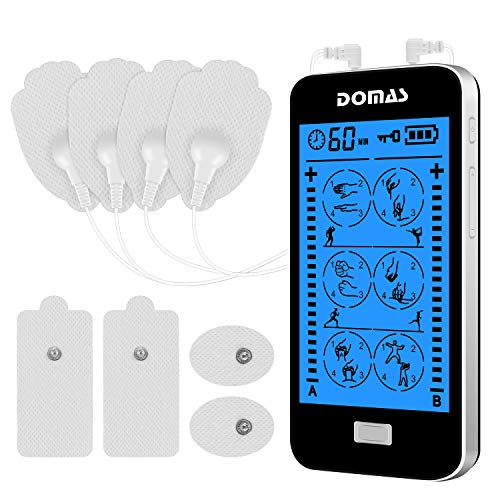 Product Cover Touch Screen Pain Relief Massager, Rechargeable EMS 24 Modes Electronic Dual Channel Tens Unit Muscle Pulse Stimulator Therapy Device with 8 Pads for Body Building Neck Back Pain Relief