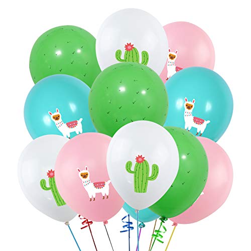 Product Cover 40PCS Llama Cactus 3D Printed Party Balloons Decorations, Llama Themed Birthday Party Supplies, Bolivian Peru Alpaca Party Cactus 12 INCH Thick Latex Balloons for Baby Shower Kids Birthday Party Decor