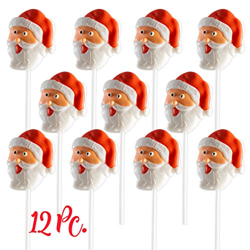 Product Cover Christmas Santa Lollipops (12 Pack) Great for Christmas Goody Bag Fillers or Christmas Stocking Stuffers
