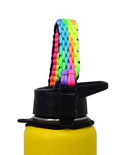 Product Cover GALAXTEK Paracord Handle Compatible with Hydro Flask Wide Mouth Bottle - Durable Carrier, Secure Accessories, Survival Strap Cord with Safety Ring and Carabiner (Hawaiian Rainbow)