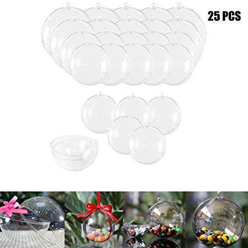 Product Cover Haawooky 25 Sets Clear Fillable Ornaments Ball in 5 Different Size,DIY Plastic Acrylic Fillable Ball for Party Decor