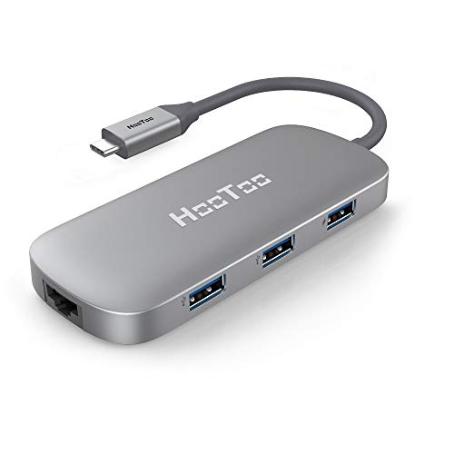 Product Cover HooToo USB C Hub, USB C Adater with Ethernet Port, 4K HDMI, 100W Power Delivery, 3 USB 3.0 Ports for MacBook Pro & Google Chromebook & and More Type C Laptops (Space Grey)