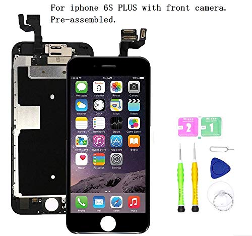 Product Cover Screen Replacement Compatible with iPhone 6S Plus Full Assembly - LCD 3D Touch Display Digitizer with Ear Speaker, Sensors and Front Camera, Fit Compatible with All iPhone 6S Plus (Black)
