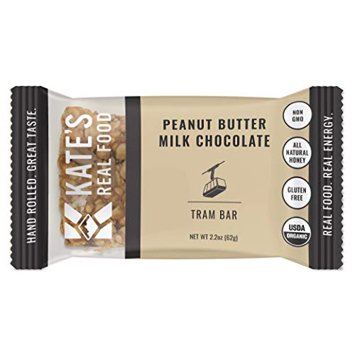 Product Cover Kate's Real Food Tram Bars, Organic & Gluten Free, 12 Bars, Peanut Butter Milk Chocolate, 2.2 oz