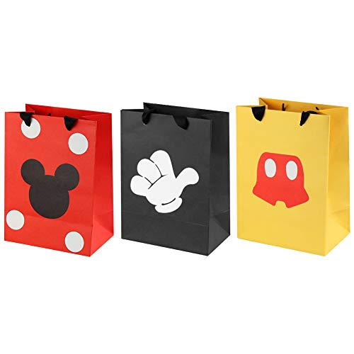 Product Cover 18 Pcs Mickey Mouse Favor Bags, Mickey Treat Candy Goodie Gift Bags for Baby Birthday Party Supplies Baby Shower Mickey Mouse Theme Party Decorations