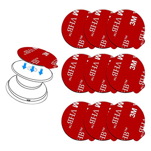 Product Cover 9 Pack Pops Sticky Adhesive Replacement for Socket Mount Base, pop-tech VHB 3M Sticker Pads for Phone Collapsible Grip & Stand Back - 9pcs 35mm Double Sided Tapes & 4pcs Alcohol Prep Pads