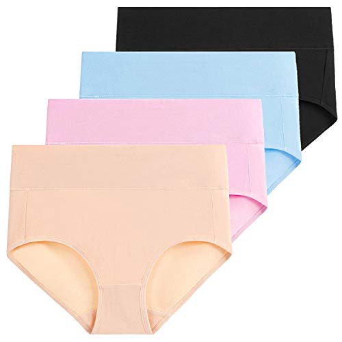 Product Cover Molasus Women's Cotton Underwear Briefs Soft Breathable High Waisted Full Coverage Ladies Panties