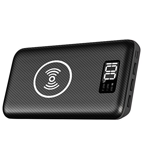 Product Cover Portable Charger Power Bank 24000mAh - Wireless Charger with LED Digital Display, 3 Outputs & Dual Inputs External Battery Pack Compatible Cellphone,Android Phones,Tablet and More