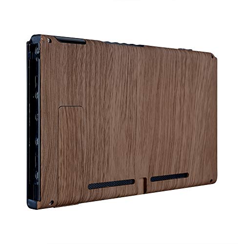 Product Cover eXtremeRate Soft Touch Grip Wood Grain Console Back Plate DIY Replacement Housing Shell Case for Nintendo Switch Console with Kickstand - JoyCon Shell NOT Included