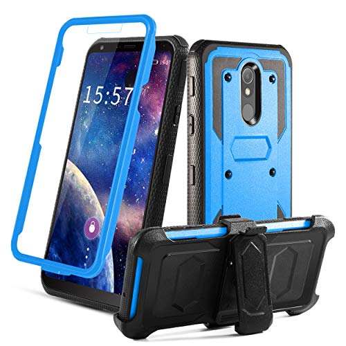 Product Cover HOKOO LG Stylo 5 Case,LG Stylo 5 Phone Case,LG Stylo 5 Plus/LG Stylo 5 +/Stylo 5V Case with Kickstand,[Built-in Screen Protector] Heavy Duty Full-Body Armor Swivel Belt Clip Protactive Case Cover-Blue