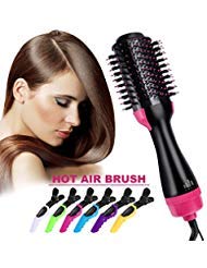 Product Cover Hair Dryer Brush, Homga Hot Air Brush One Step Hair Dryer & Volumizer,3-IN-1 Multi-functional Negative Ion Electric Hair Blow Dryer & Styler Hair Straightener Curler Salon Hair Comb with 6 Hair Clips