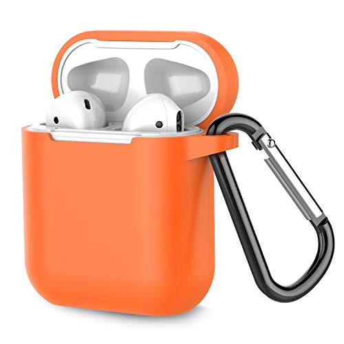 Product Cover Airpods Case, Coffea AirPods Accessories Shockproof Case Cover Portable & Protective Silicone Skin Cover Case for Airpods 2 & 1 (Front LED Not Visible) - Vibrant Orange