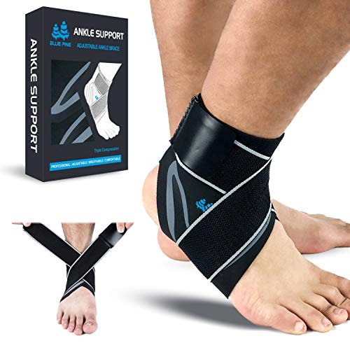 Product Cover BLUE PINE Ankle Support Adjustable Ankle Brace Pair(2+2 PCs) with Compression Wrap Support